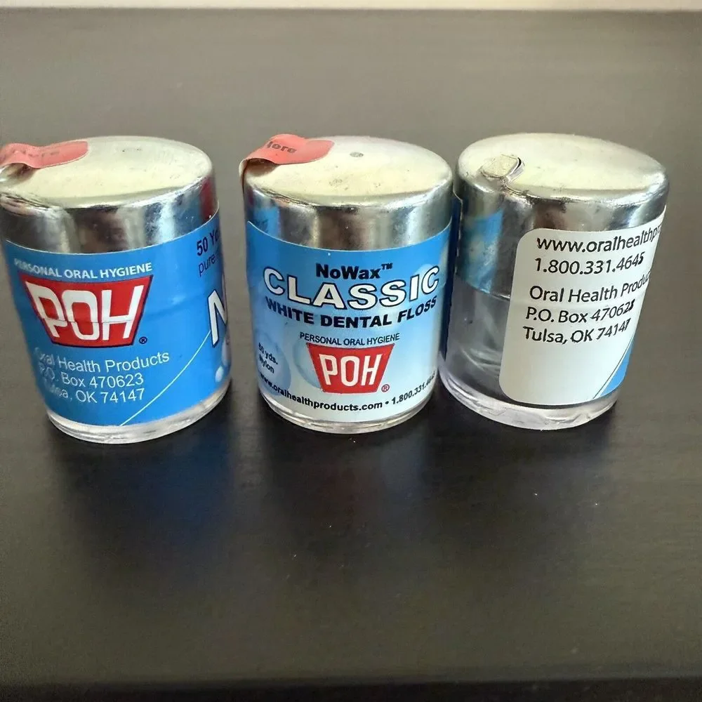 POH 490 420 No Wax Lite Wax Dental‎ Floss Unwaxed 6 Pack 450 Yards Blue Red NEW